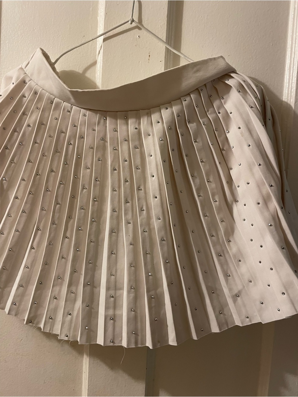 Beaded Pleated White Circle Skirt